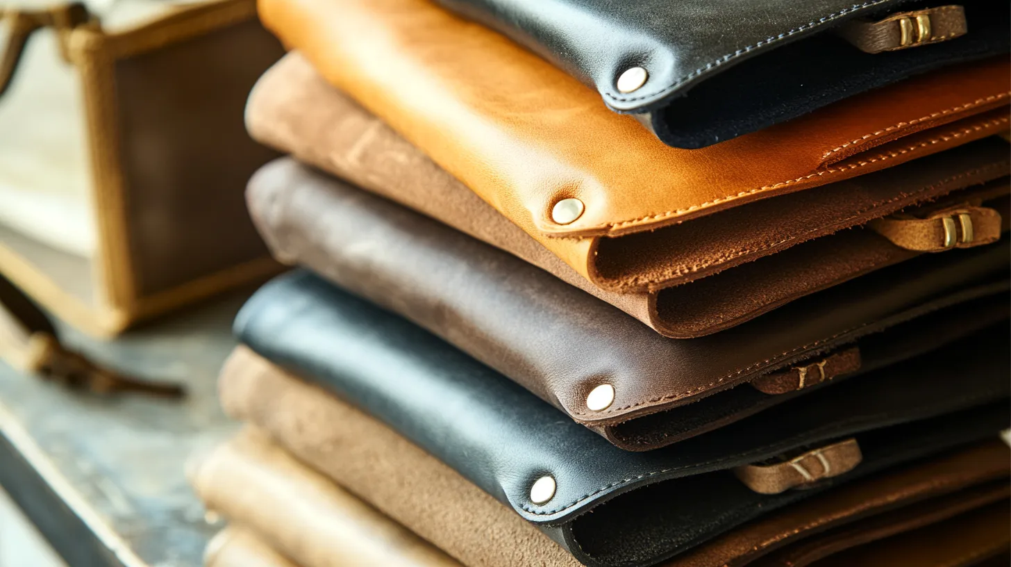 A collection of stylish, high-quality leather glasses cases in various colors and designs.