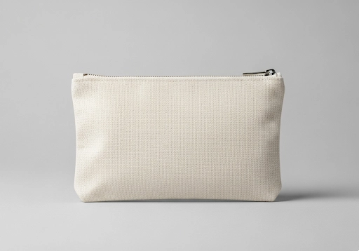 A sleek and simple flat canvas zipper pouch.