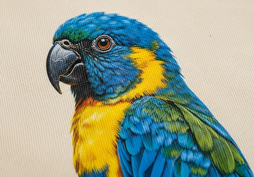 A canvas bag featuring a vibrant, photorealistic image applied with heat transfer.