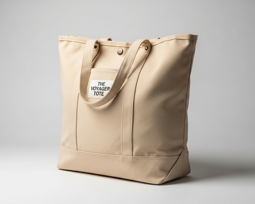 A large canvas bag with both side and bottom gussets for maximum space.