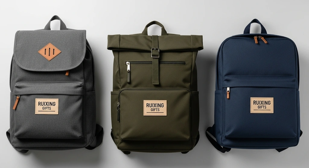 A collection of premium, custom-branded canvas backpacks and rucksacks.