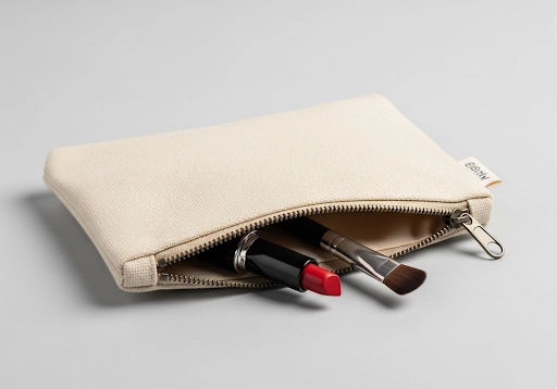A versatile canvas pouch for cosmetics or accessories.