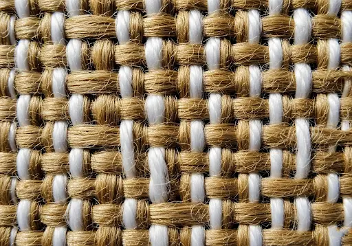 A close-up of Juco fabric, showing the blend of jute and cotton fibers.