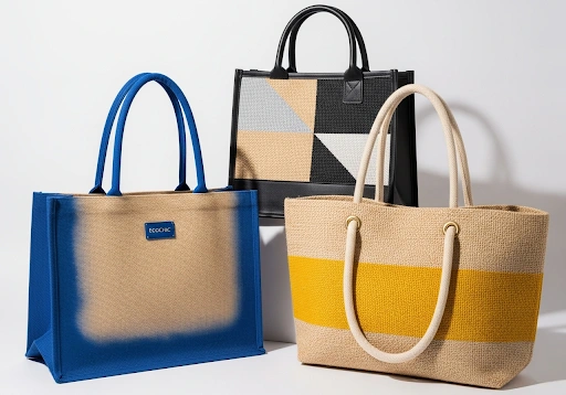 Stylish custom jute tote bags for promotional events.