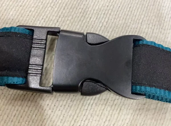 A detachable buckle on a lanyard.