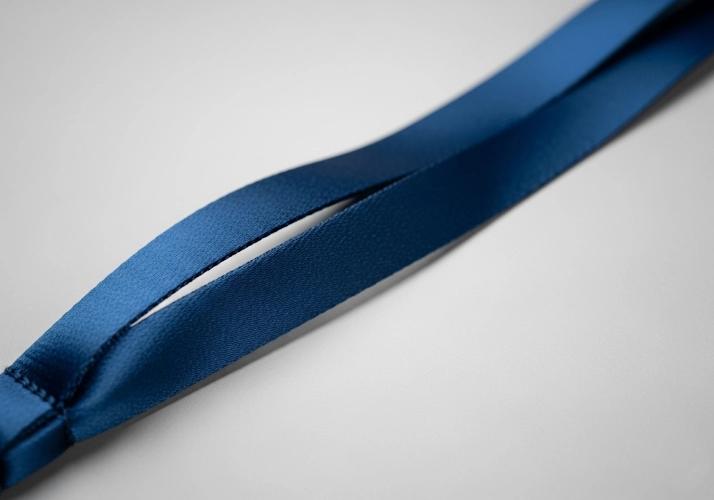 A premium nylon lanyard with a silky sheen.