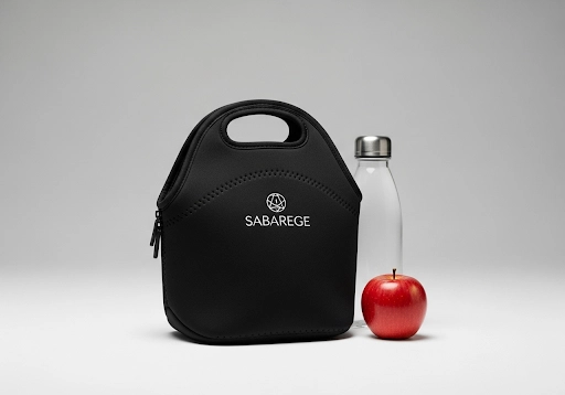 A stylish and insulating custom neoprene lunch bag.