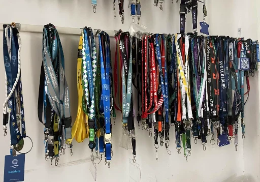 A collection of custom lanyards.