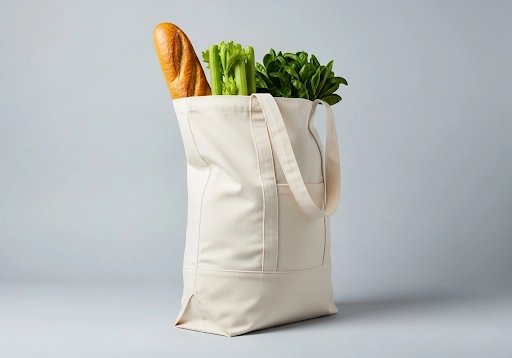 A cotton tote bag with a bottom gusset for more space.