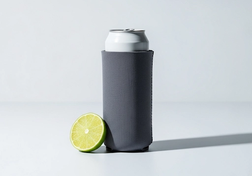 A sleek neoprene cooler designed for slim cans.