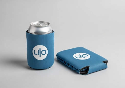 A standard collapsible neoprene can cooler for a 12oz can.