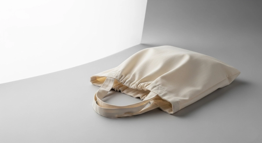 A lightweight, soft cotton tote bag folded neatly.