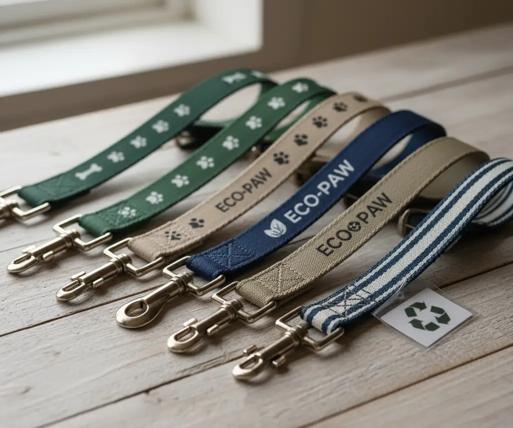 Custom branded dog leashes and collars.