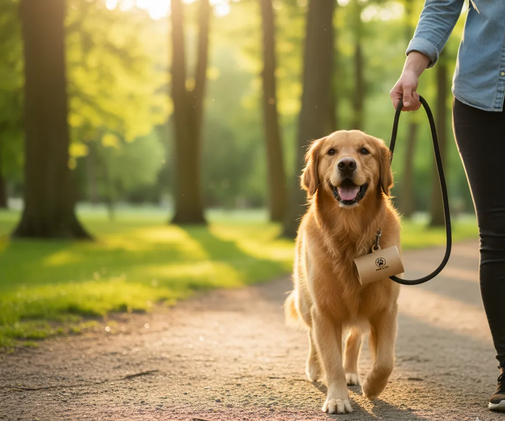 A custom-branded dog poop bag holder made from wheat straw.