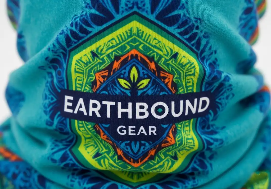 Close up of vibrant print on rPET fabric, showing it looks identical to standard polyester.