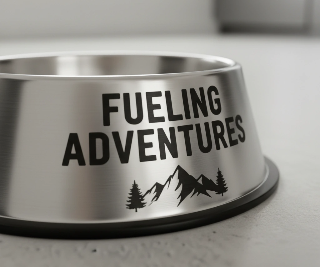 Macro shot of dark, precise laser engraving on steel.