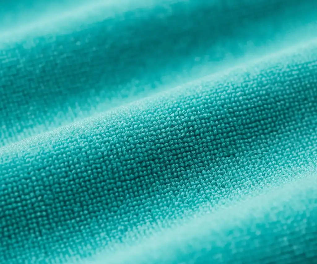 A macro shot of the fine, soft weave of the microfiber fabric, highlighting its smooth texture.