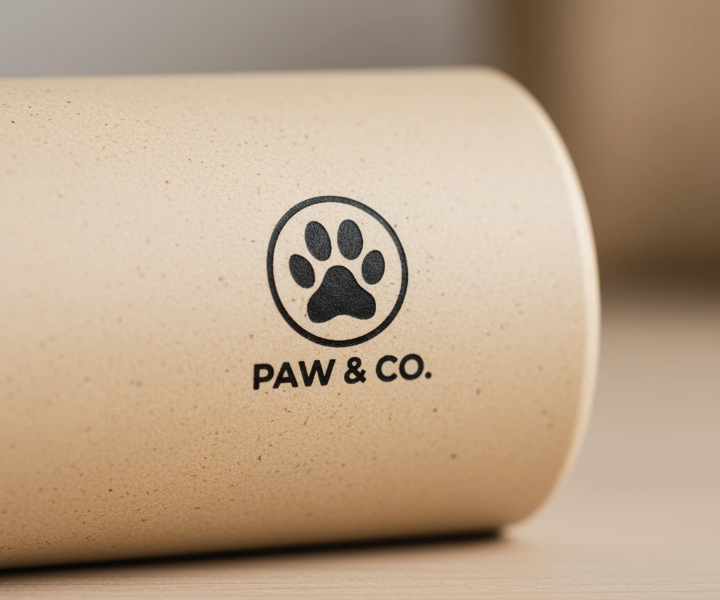 Close-up of a crisp, one-color brand logo pad printed onto the holder.