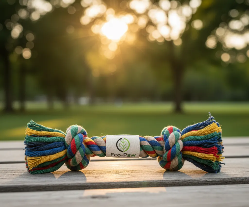 Close up of tightly woven recycled cotton rope texture.