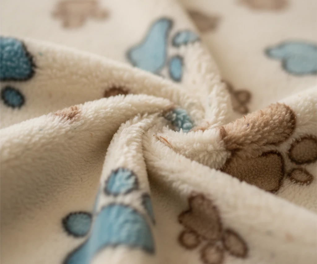 Macro shot of ultra-soft, plush anti-pill fleece texture.