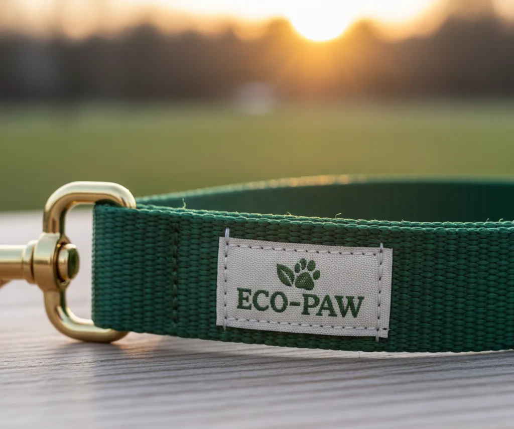 Close-up of GRS-certified rPET webbing texture.