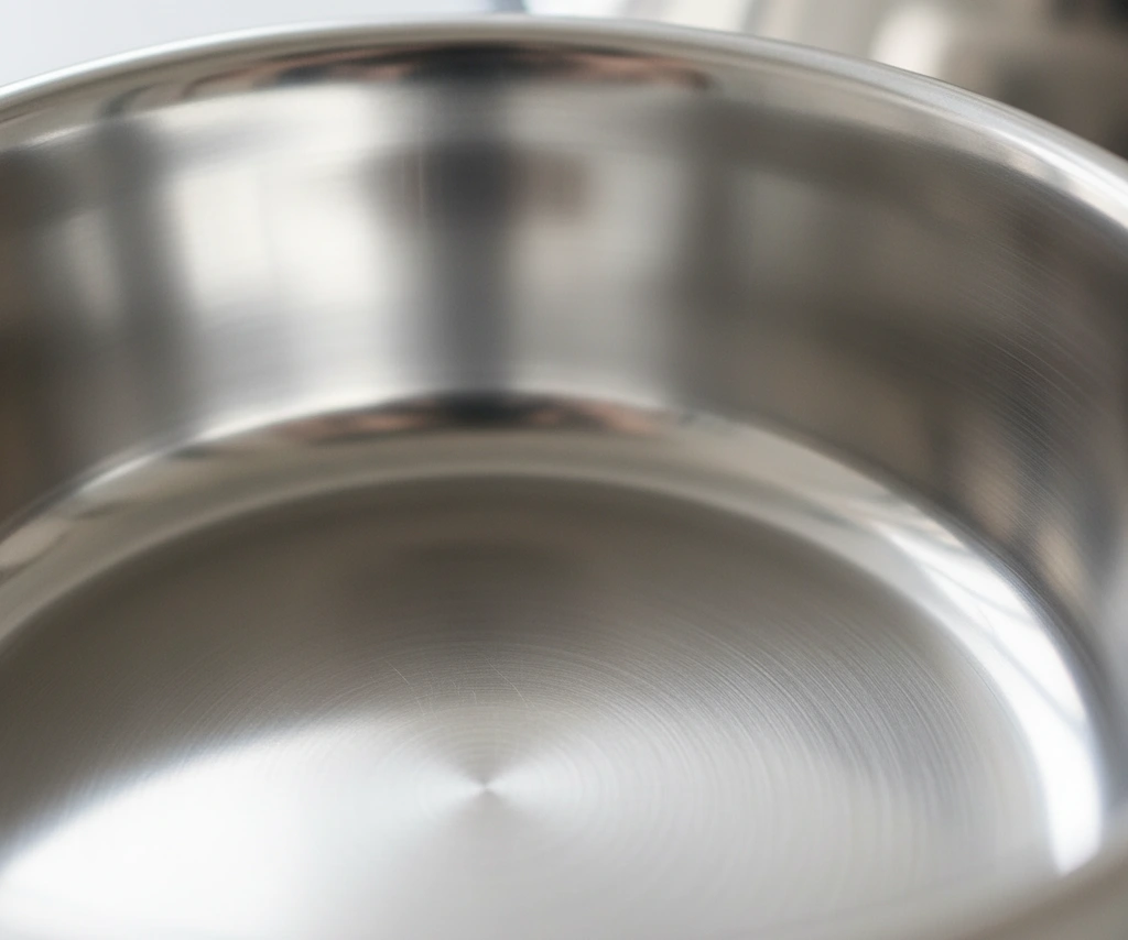 Close-up of the polished 304 stainless steel surface.