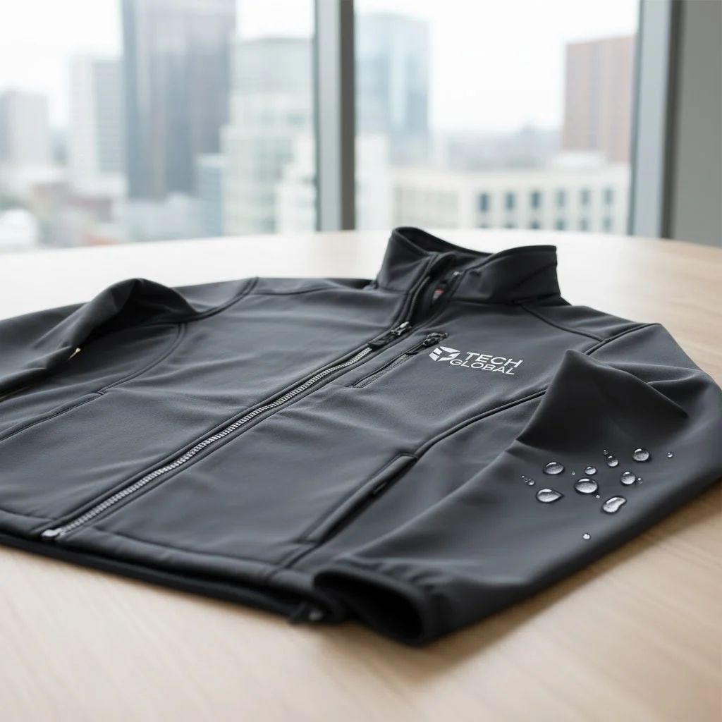 A sleek, weather-resistant custom softshell jacket.