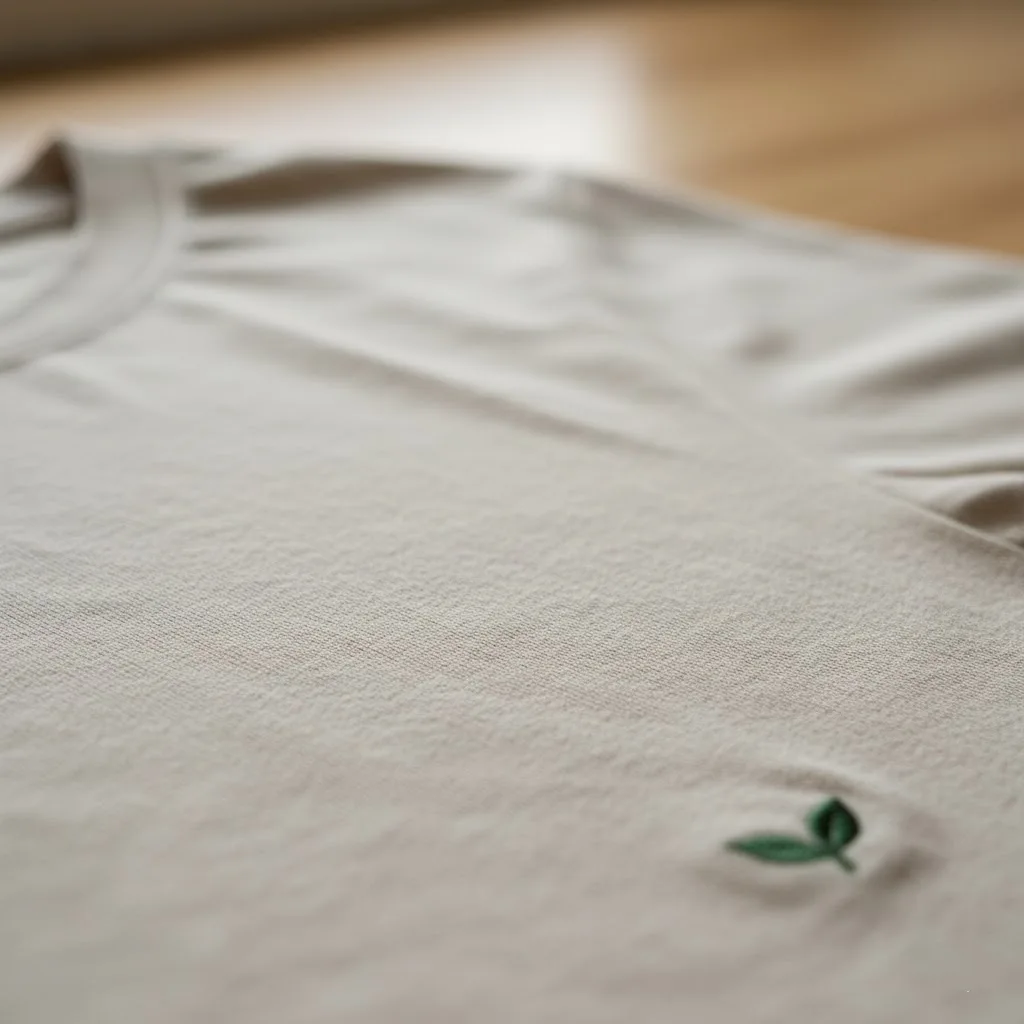 A close-up of a soft, high-quality organic cotton t-shirt, highlighting its natural and comfortable texture.