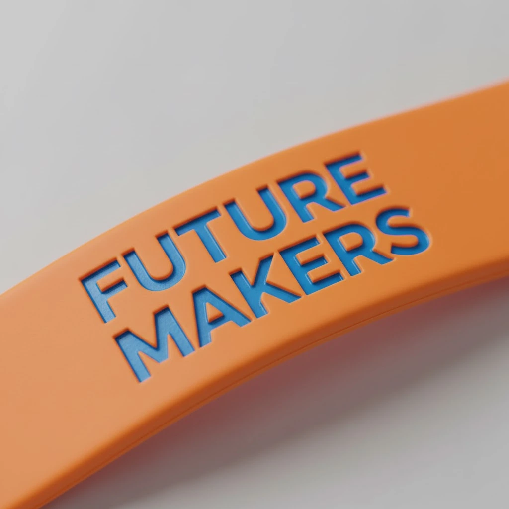 A detailed close-up of a debossed and color-filled silicone wristband, showing the depth and vibrancy of the branding.
