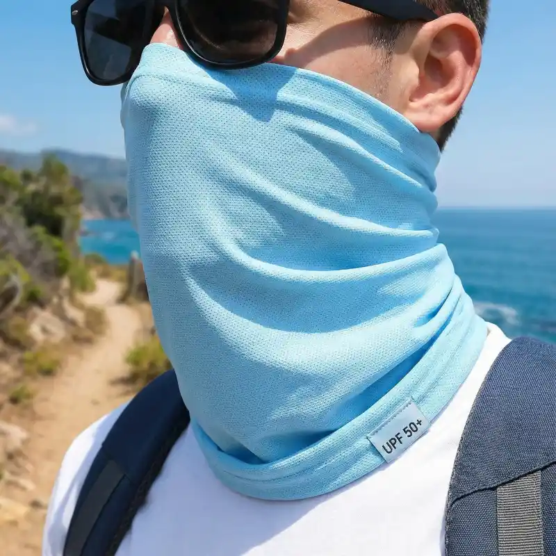 UPF 50+ cooling ice silk neck gaiter for summer.