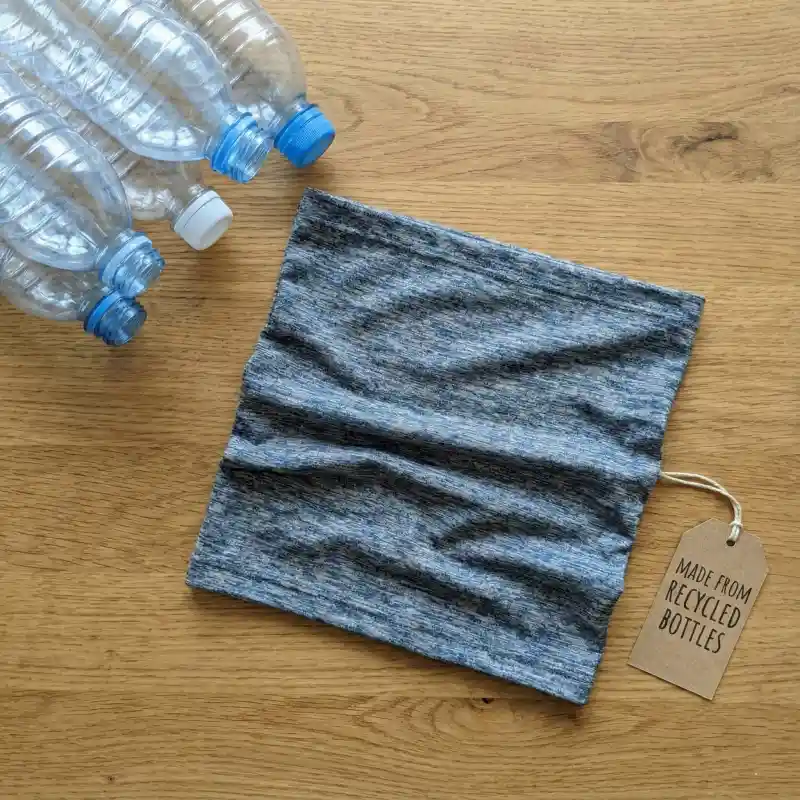 Sustainable neck gaiter made from recycled plastic bottles.