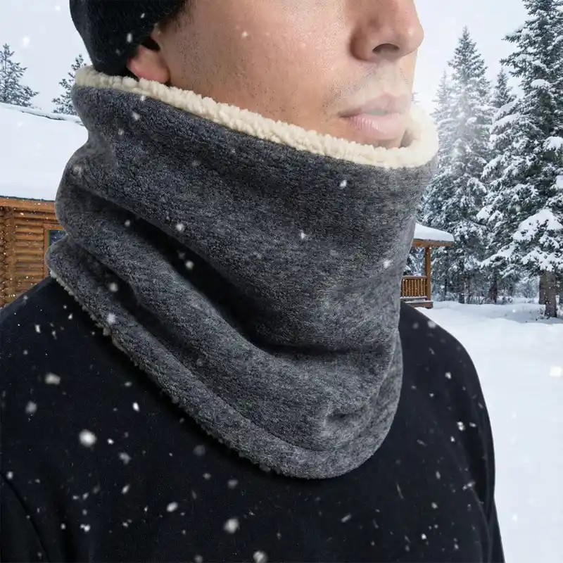 Warm, double-layer fleece neck gaiter for winter.