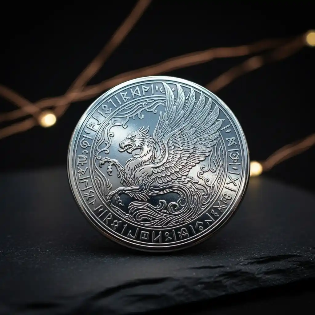 A die-struck pin with a high-polish nickel finish, showing a bright, reflective surface.