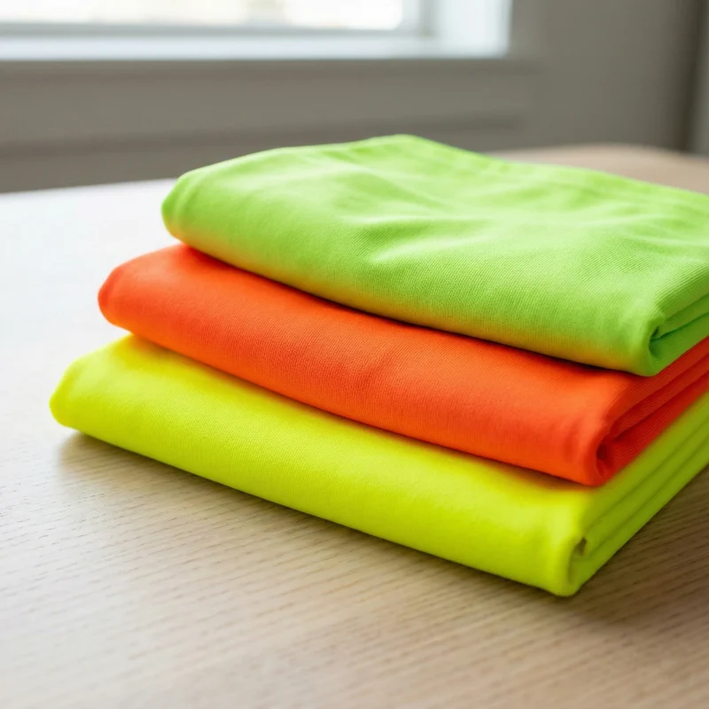 A stack of neck gaiters in Neon Yellow, Safety Orange, and Neon Green.