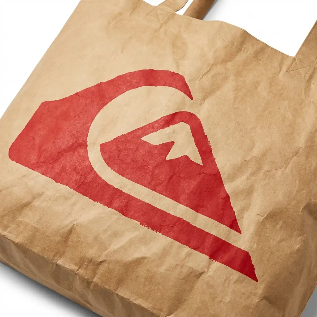 Screen printed graphics on washable kraft paper bag.