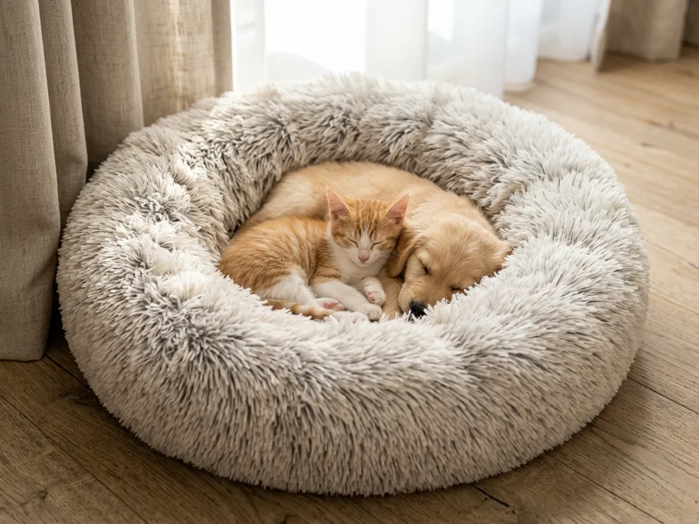 Custom Calming Donut Plush Pet Bed Wholesale